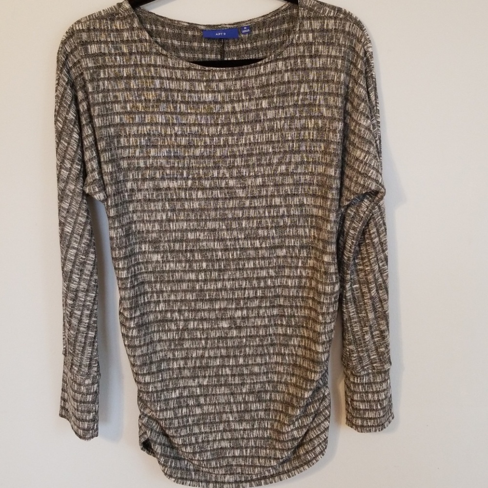 Apt. 9 Side Ruched Black/Grey Sweater M